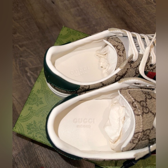 ❤️💚GUCCI Women’s ACE monogram low-top beige sneakers.. Ebony sneakers - Picture 10 of 15